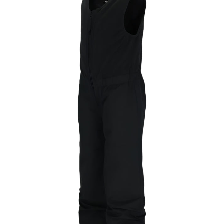 Obermeyer Junior's Outer Limits Insulated Bib 2025 - Black insulated bib with a zipper down the front and two side pockets.