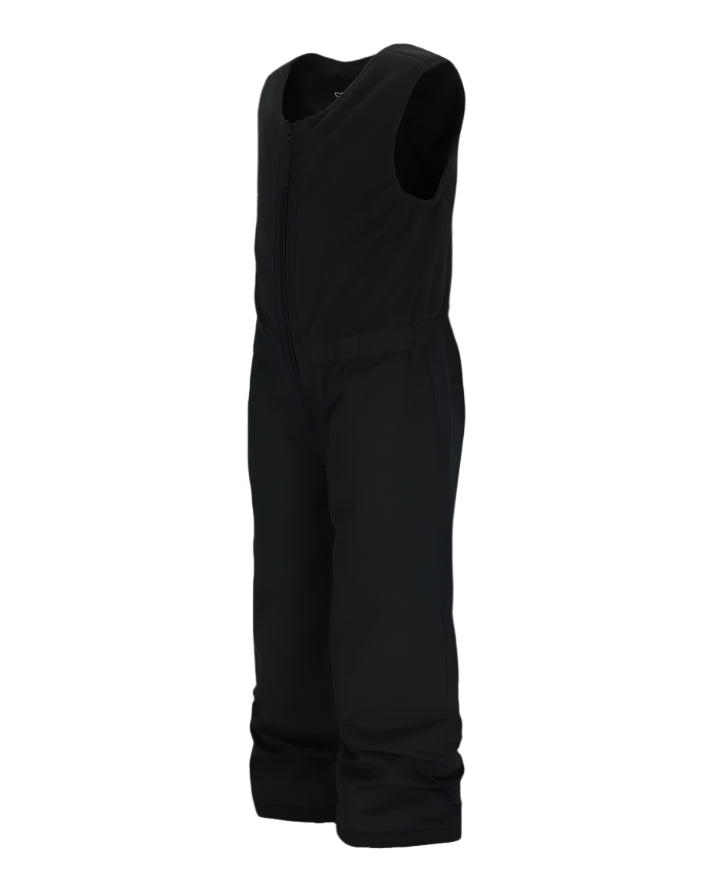 Obermeyer Junior's Outer Limits Insulated Bib 2025 - Black insulated bib with a zipper down the front and two side pockets.