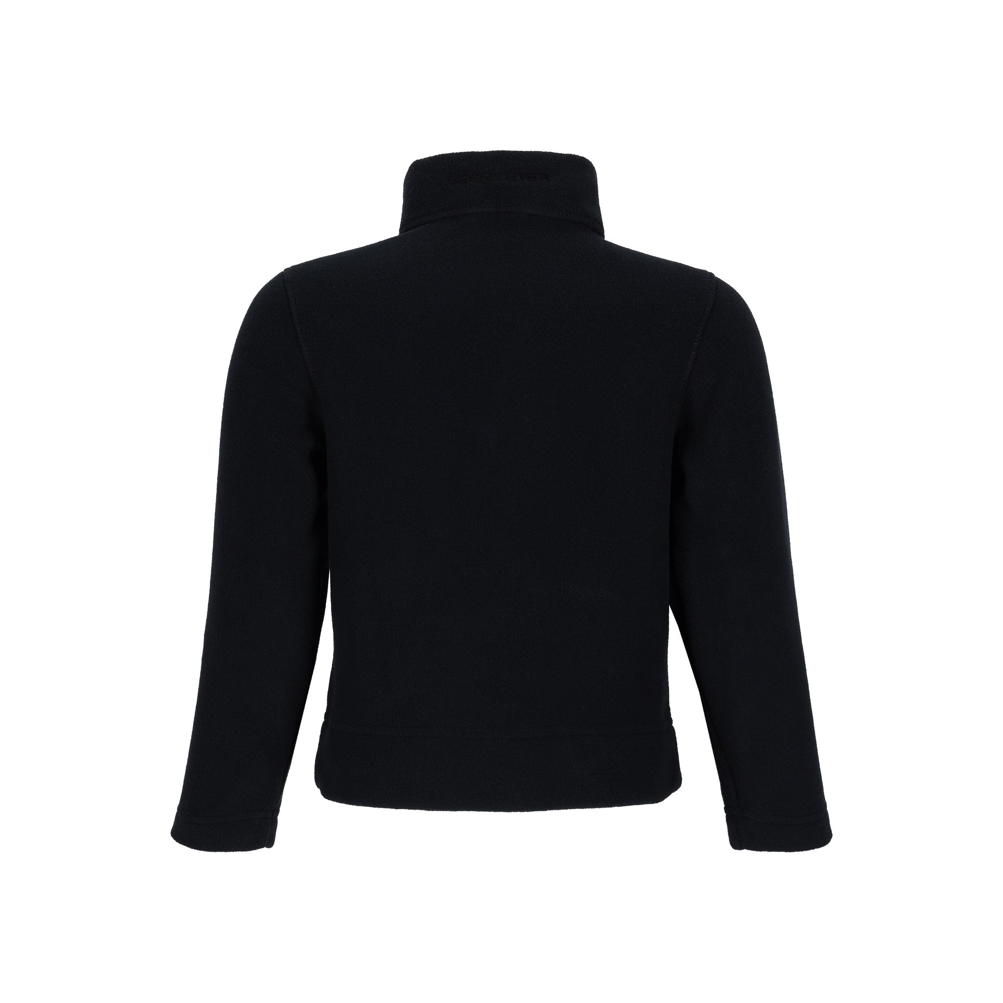 Obermeyer Junior's Ultra Gear Zip Top 2025 - A black zip-up fleece top with a high collar and zipper at the front, featuring a small logo on the left chest.