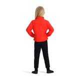 Obermeyer Junior's Ultra Gear Zip Top 2025 - A red zip-up hoodie with a white logo on the chest and black drawstrings.