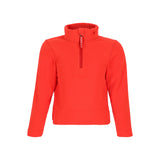 Obermeyer Junior's Ultra Gear Zip Top 2025 - A coral-colored zip-up fleece top with a high collar and zipper running down the front, featuring a small logo on the left shoulder.