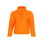 Obermeyer Junior's Ultra Gear Zip Top 2025 - A bright orange zip-up fleece top with a high collar and two small chest pockets, featuring an orange zipper pull.
