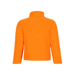 Obermeyer Junior's Ultra Gear Zip Top 2025 - A bright orange zip-up fleece top with a high collar and two zippered pockets on the front.