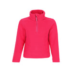 Obermeyer Junior's Ultra Gear Zip Top 2025 - A bright pink zip-up fleece top with a high collar and two small zippered pockets on either side of the chest.