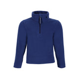 Obermeyer Junior's Ultra Gear Zip Top 2025 - A navy blue zip-up fleece top with a high collar and two black zipper pulls.