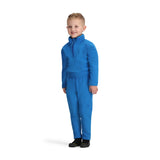 Obermeyer Junior's Ultra Gear Pant 2025 - A pair of blue snow pants with a white stripe down the side and a black logo on the left leg.