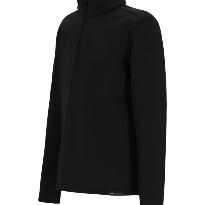 Obermyer Junior's UltraGear Zip Top 2025 - A black zip-up hoodie with a high collar and zipper running down the front, featuring a small white logo on the left chest area.