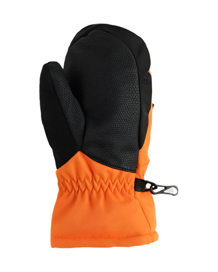 Obermeyer Junior's Gauntlet Mitt 2025 - A pair of black mittens with a textured palm and thumb, featuring a distinctive gauntlet cuff.