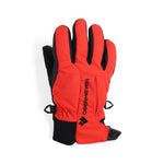 Obermeyer Junior's Thumbs Up Glove 2025 - A red glove with black trim and a black strap on the wrist, featuring a thumb hole.