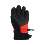 Obermeyer Junior's Thumbs Up Glove 2025 - A black glove with a red stripe on the wrist and thumb, featuring a textured palm and fingers.