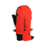 Obermeyer Junior's Thumbs Up Mitten - A red mitten with a black strap and thumb loops, featuring a small logo on the wrist cuff.