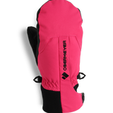 Obermeyer Junior's Thumbs Up Mitten - Mittens are pink with black trim and a small logo on the cuff.