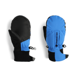 Obermeyer Junior's Thumbs Up Mitten - A black and blue mitten with a textured palm and thumb, featuring a small logo on the cuff.