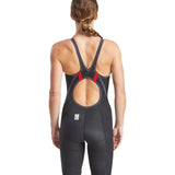 Finis Women's Hydrox Open Back Kneeskin Tech Suit - A black swimsuit with a red logo on the left hip and an open back design.