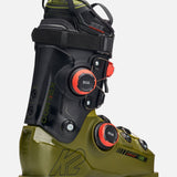 K2 Cortex 120 Zonal BOA ski boots feature a green and black color scheme with a red BOA dial.