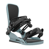 Union STR Snowboard Bindings 2025 - A pair of black snowboard bindings with a sleek, modern design and silver hardware.