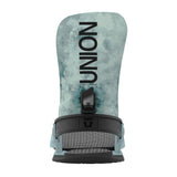 Union STR Snowboard Bindings 2025 - A pair of snowboard bindings with a sleek, modern design and silver buckles.