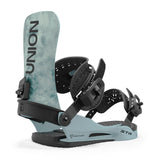 Union STR Snowboard Bindings 2025 - A pair of black snowboard bindings with a sleek, modern design and silver screws.