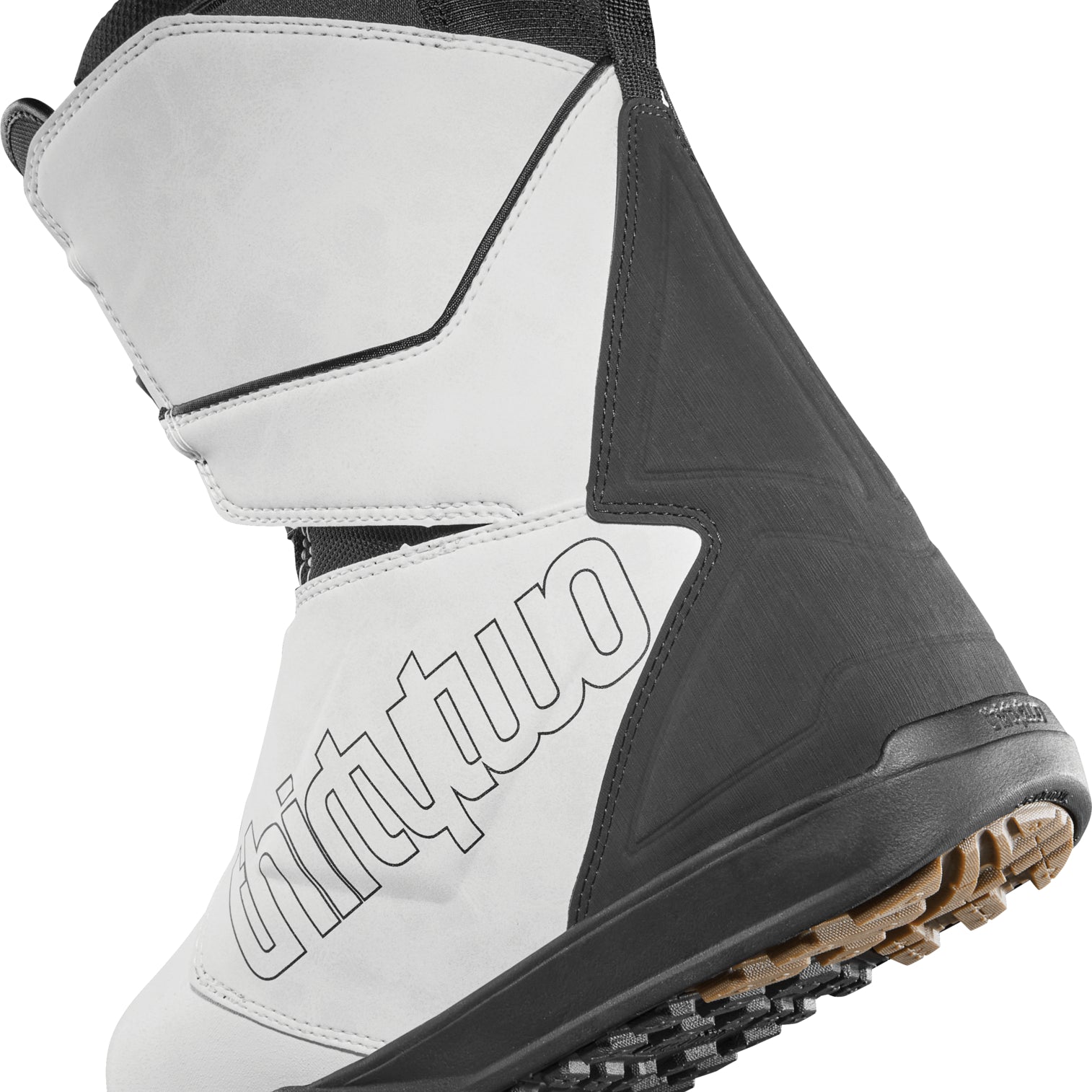 ThirtyTwo Lashed Double BOA Snowboard Boot 2025 - A white snowboard boot with black accents and a black logo on the side, featuring two BOA dials at the top.