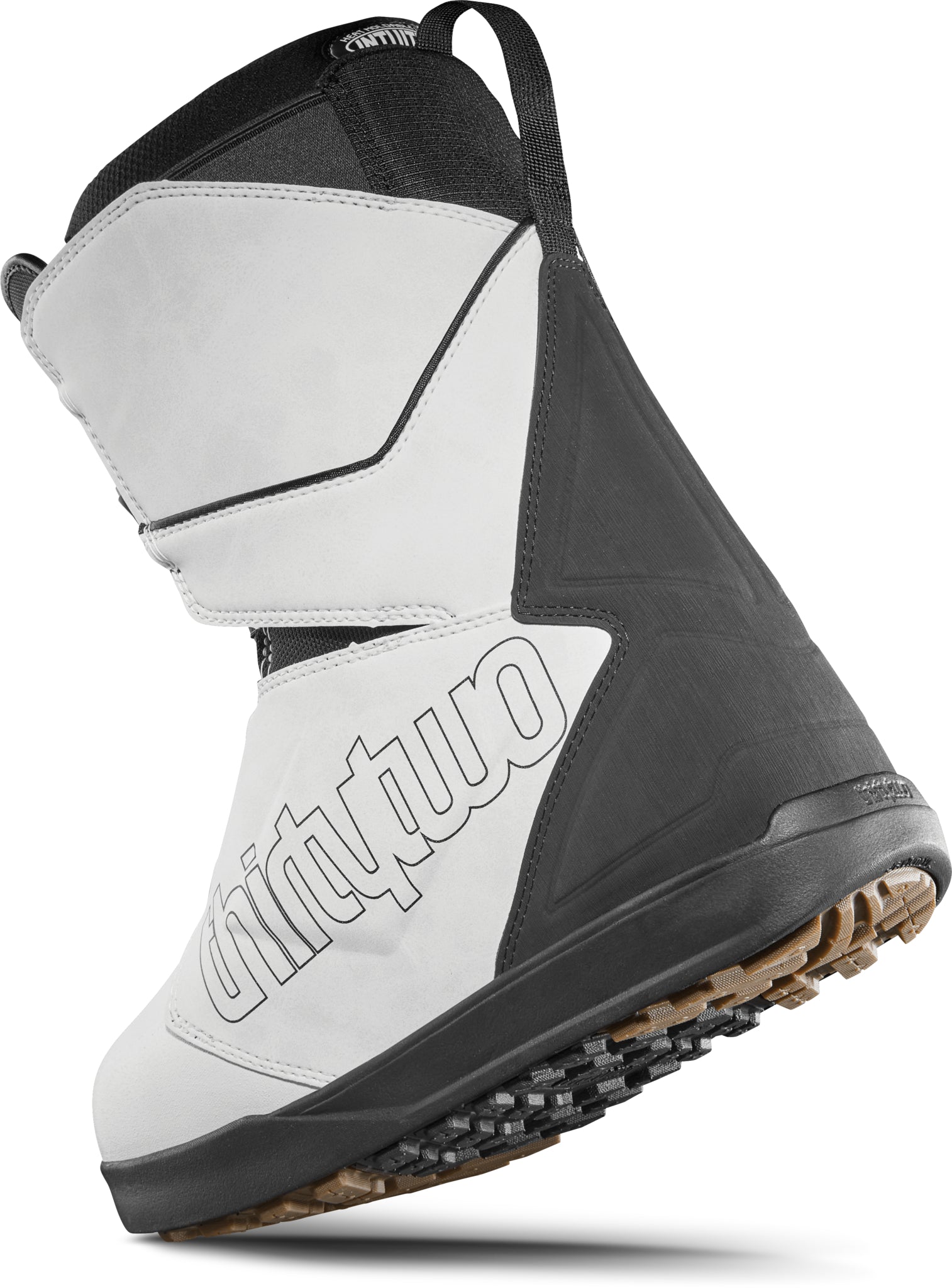 ThirtyTwo Lashed Double BOA Snowboard Boot 2025 - A white snowboard boot with black accents and a black logo on the side, featuring two BOA dials at the top.