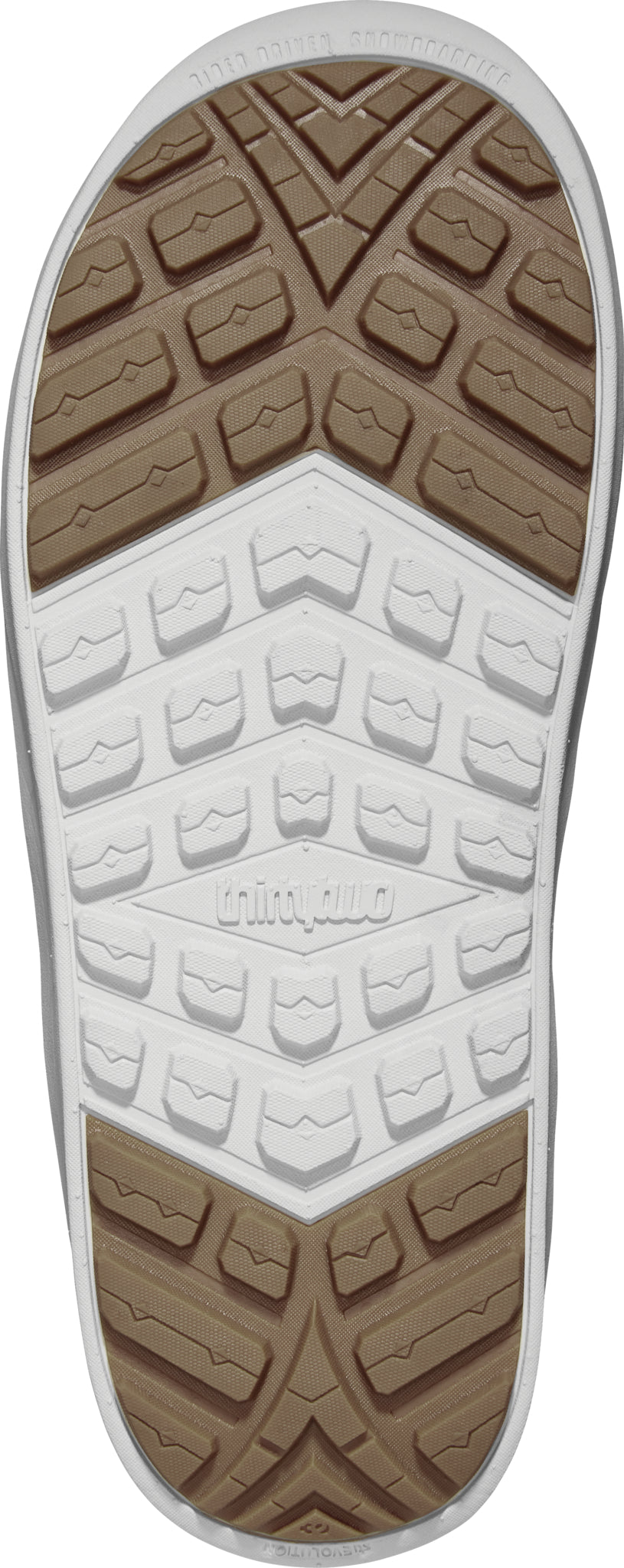 ThirtyTwo Lashed Double BOA Snowboard Boot 2025 - A tan snowboard boot with a textured, brown rubber outsole and silver hardware.