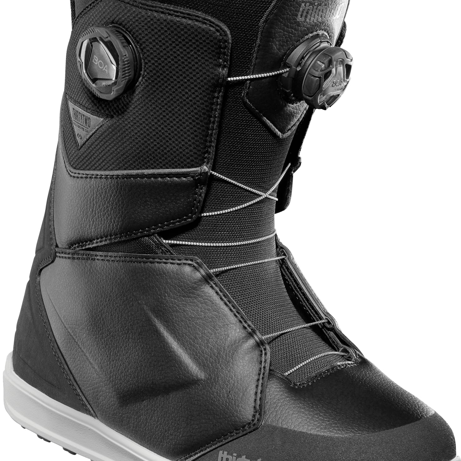 ThirtyTwo Lashed Double BOA Snowboard Boot 2025 - Black snowboard boots with a textured pattern on the upper and silver hardware.