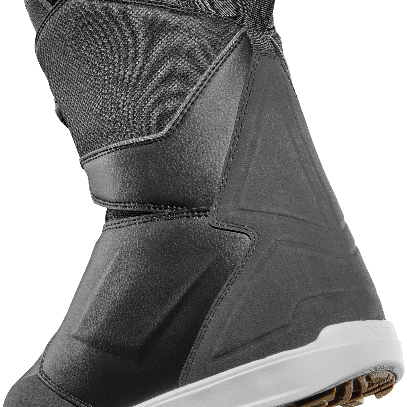 ThirtyTwo Lashed Double BOA Snowboard Boot 2025 - Black snowboard boots with a textured pattern on the toe and heel, featuring two BOA dials on each boot.