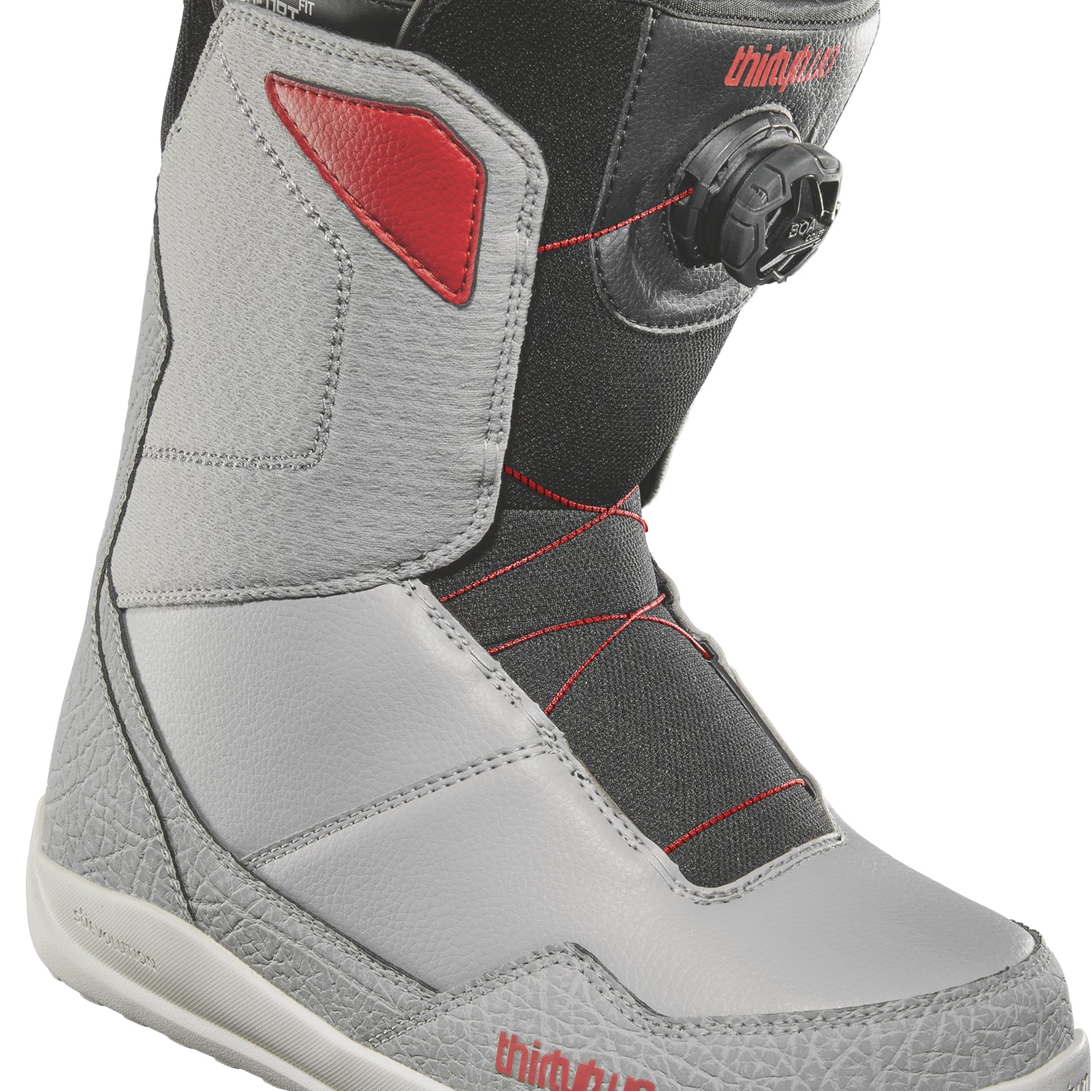 ThirtyTwo Shifty BOA Snowboard Boot 2025 - A black and gray snowboard boot with a red logo on the side, featuring a BOA closure system.