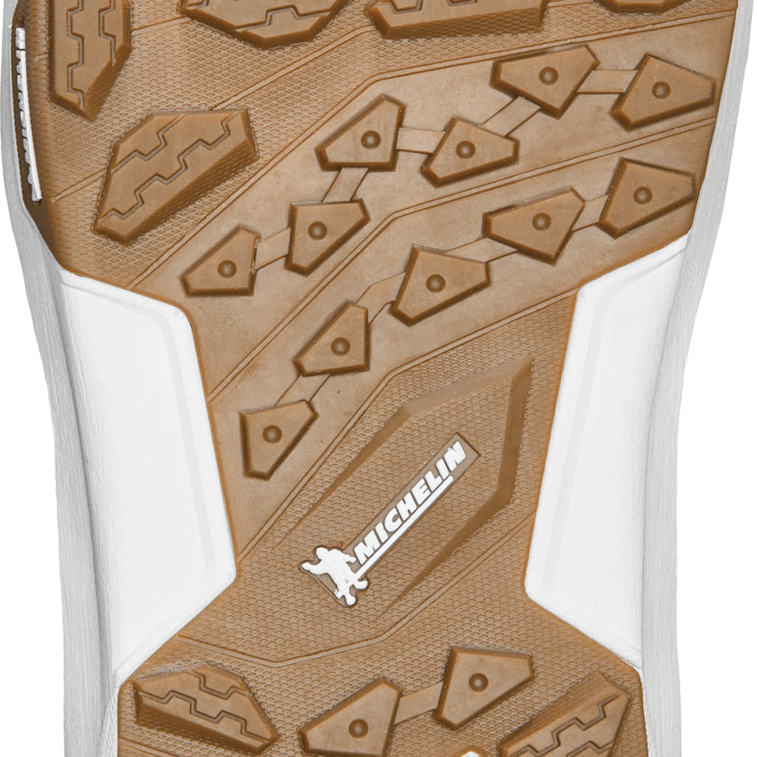 ThirtyTwo TM-2 Double BOA Wide Snowboard Boot 2025 - A tan snowboard boot with a textured, rubber sole and a white logo on the side that says "BOA".