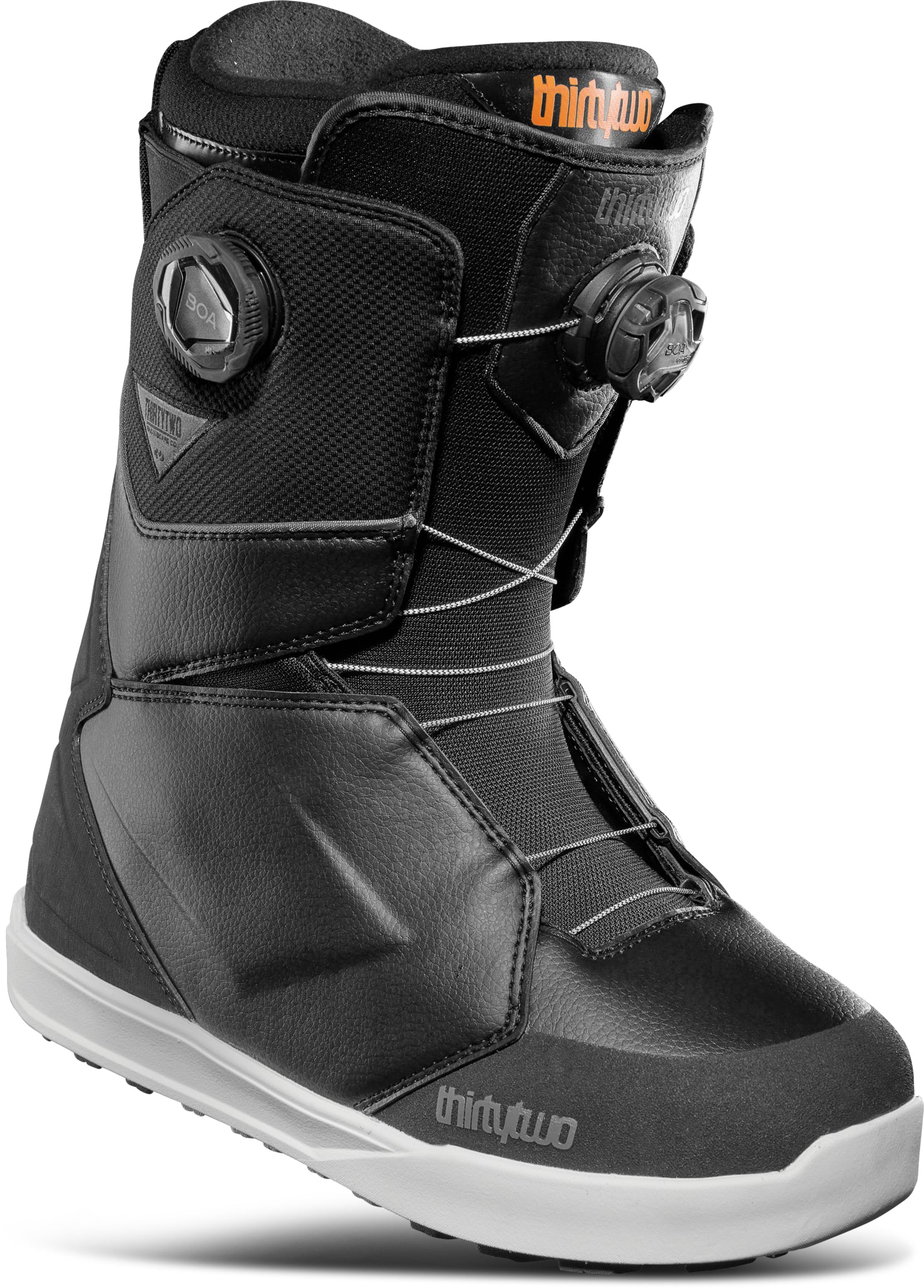 ThirtyTwo Lashed Double BOA Wide Snowboard Boot 2025 - Black snowboard boots with a textured pattern on the upper and silver hardware.