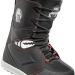 ThirtyTwo Lashed X Crab Grab Snowboard Boot 2025 - A black snowboard boot with a white logo on the side and red stitching.