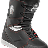 ThirtyTwo Lashed X Crab Grab Snowboard Boot 2025 - A black snowboard boot with a white logo on the side and red stitching.
