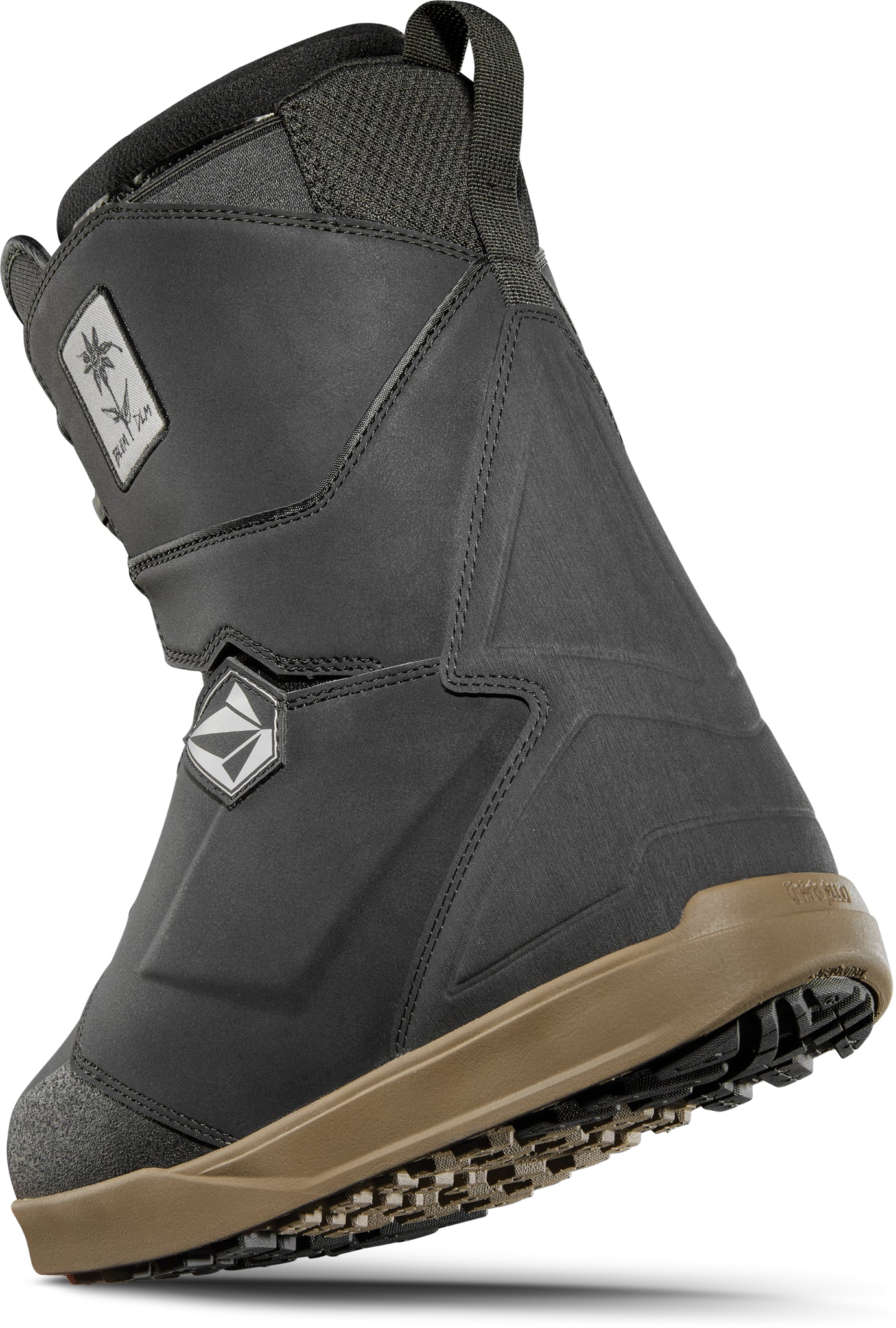 ThirtyTwo Lashed Double BOA X Volcom Snowboard Boot 2025 - A black snowboard boot with a white logo on the side and two straps at the top.