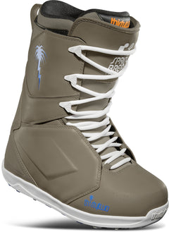 ThirtyTwo Lashed Premium X Spring Break Snowboard Boot 2025 - A tan snowboard boot with a palm tree logo on the side and white laces.