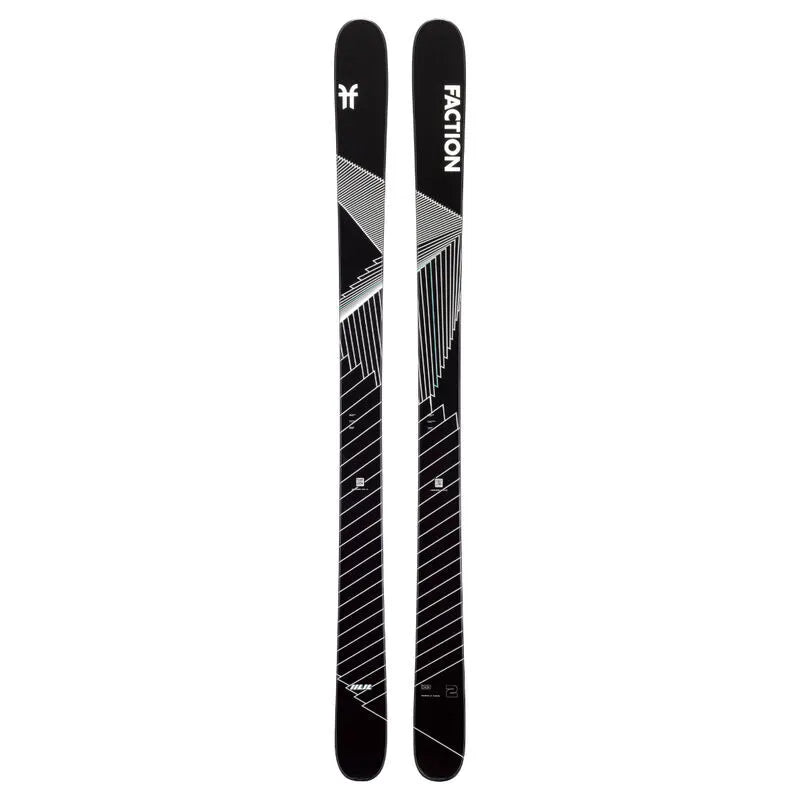 Faction Mana 2 Skis 2024 - Black skis with white geometric pattern on top and bottom.