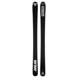 Faction Mana 2 Skis 2024 - Black skis with white and green diagonal stripes on the bottom of the right ski.