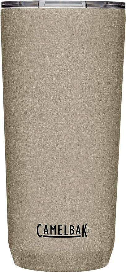 CamelBak Horizon Tumbler 20 Oz 2022 - A tan tumbler with a clear lid and textured surface.