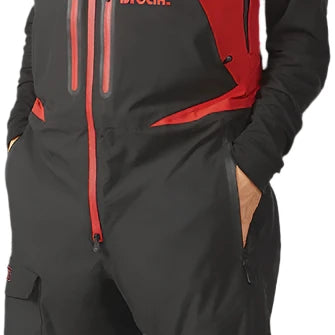 ThirtyTwo Spring Break x Powder Shell Bib 2024 - Black bib with red accents and a palm tree logo on the left leg.