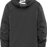 ThirtyTwo Lashed Insulated Jacket 2025 - A black jacket with a hood, featuring white lettering on the back and sleeve cuffs.