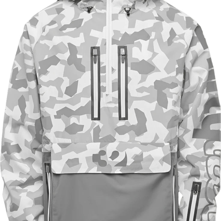 ThirtyTwo Light Shell Anorak Jacket 2025 - A light-colored jacket with a geometric pattern and zippered pockets.