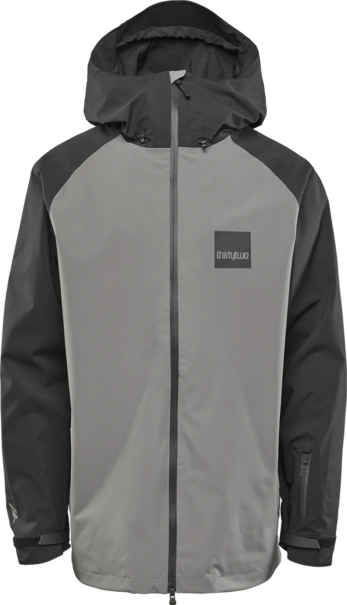 ThirtyTwo Gateway Shell Jacket 2025 - A black jacket with a hood, featuring a zippered front and adjustable cuffs.
