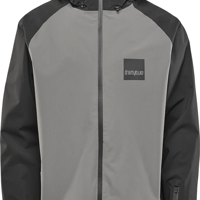 ThirtyTwo Gateway Shell Jacket 2025 - A black jacket with a hood, featuring a zippered front and adjustable cuffs.