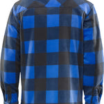 ThirtyTwo Rest Stop Fleece Shirt 2025 - A blue and black plaid fleece shirt with a collar.