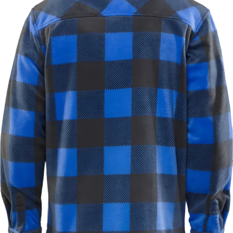 ThirtyTwo Rest Stop Fleece Shirt 2025 - A blue and black plaid fleece shirt with a collar.
