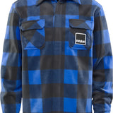 ThirtyTwo Rest Stop Fleece Shirt 2025 - A blue and black plaid fleece shirt with a collar.