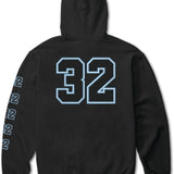 ThirtyTwo Zeb 32 Hoodie - A black hoodie with a large white number "32" on the back in blocky font outlined in light blue.