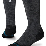 Stance Lightweight Wool Hiking Socks 2024 - A pair of gray wool hiking socks with a blue stripe at the top.
