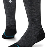 Stance Lightweight Wool Hiking Socks 2024 - A pair of gray wool hiking socks with a blue stripe at the top.