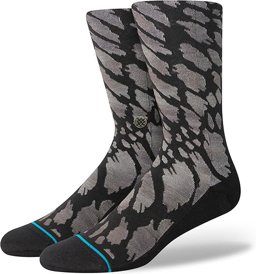 REPTILIOUS CREW SOCK 2024 - Socks with a reptile skin pattern in shades of brown and gray.