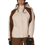 Colorblock hologram shell jacket with hood, front zipper, and G66 logo patch